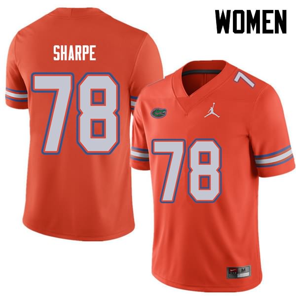 NCAA Florida Gators David Sharpe Women's #78 Jordan Brand Orange Stitched Authentic College Football Jersey DGD2164EU